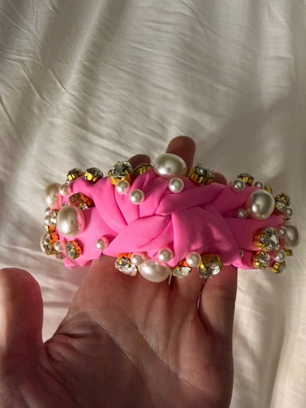Lele Sadoughi x Stoney Clover Pink Jeweled Pearl Padded Headband - Women
